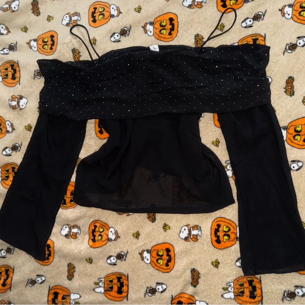 H&M off the shoulder rhinestoned blouse
